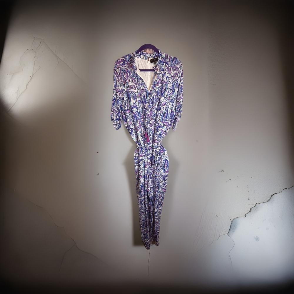 Kathy Ireland Fashion 360 Paradise Pleasure Jumpsuit Paisley Peacock Size 1X